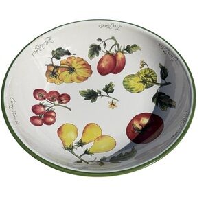 Williams Sonoma Heirloom Tomatoes Large Pasta Serving Bowl 13” Round Green Rim